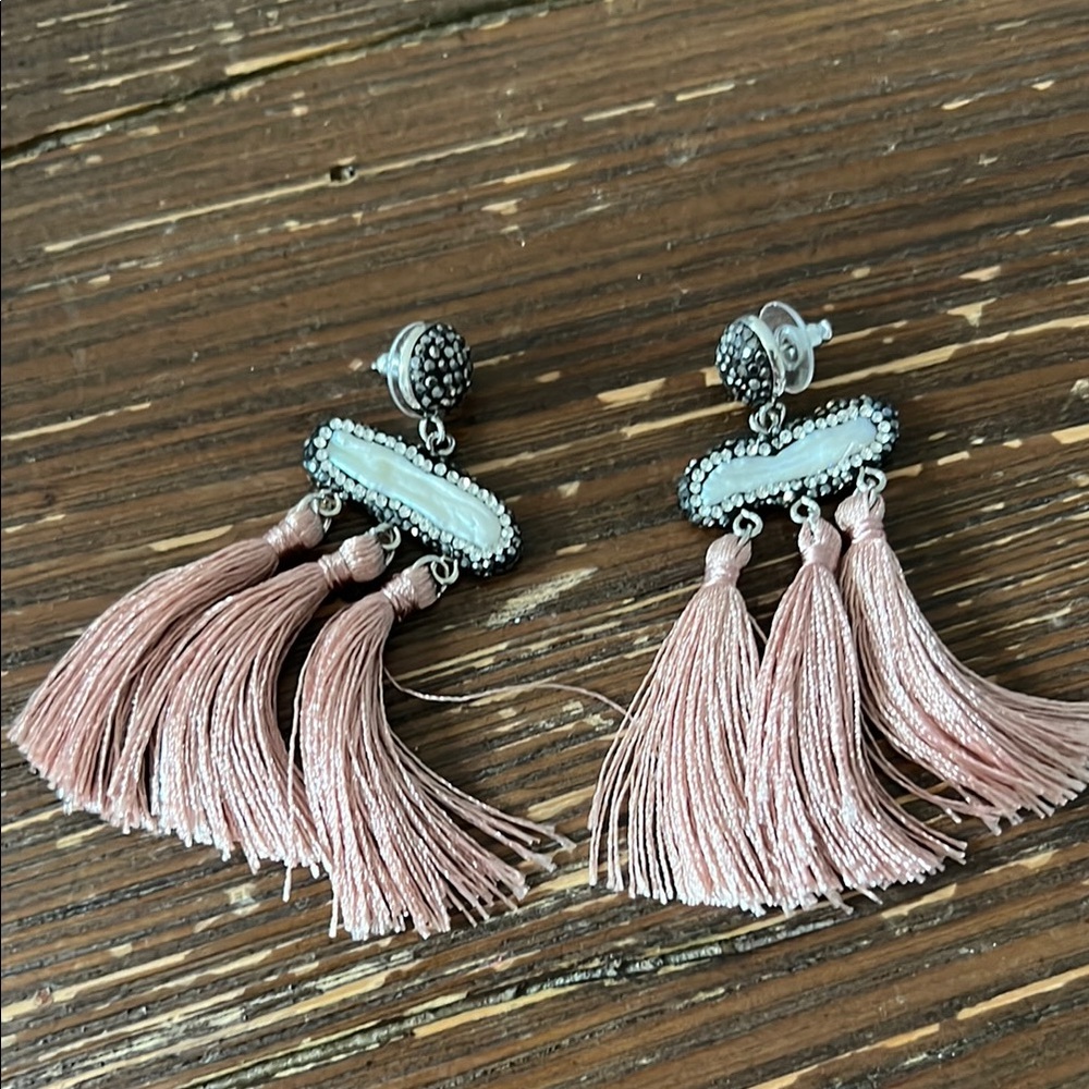 Elegant Pink Tassel Earrings